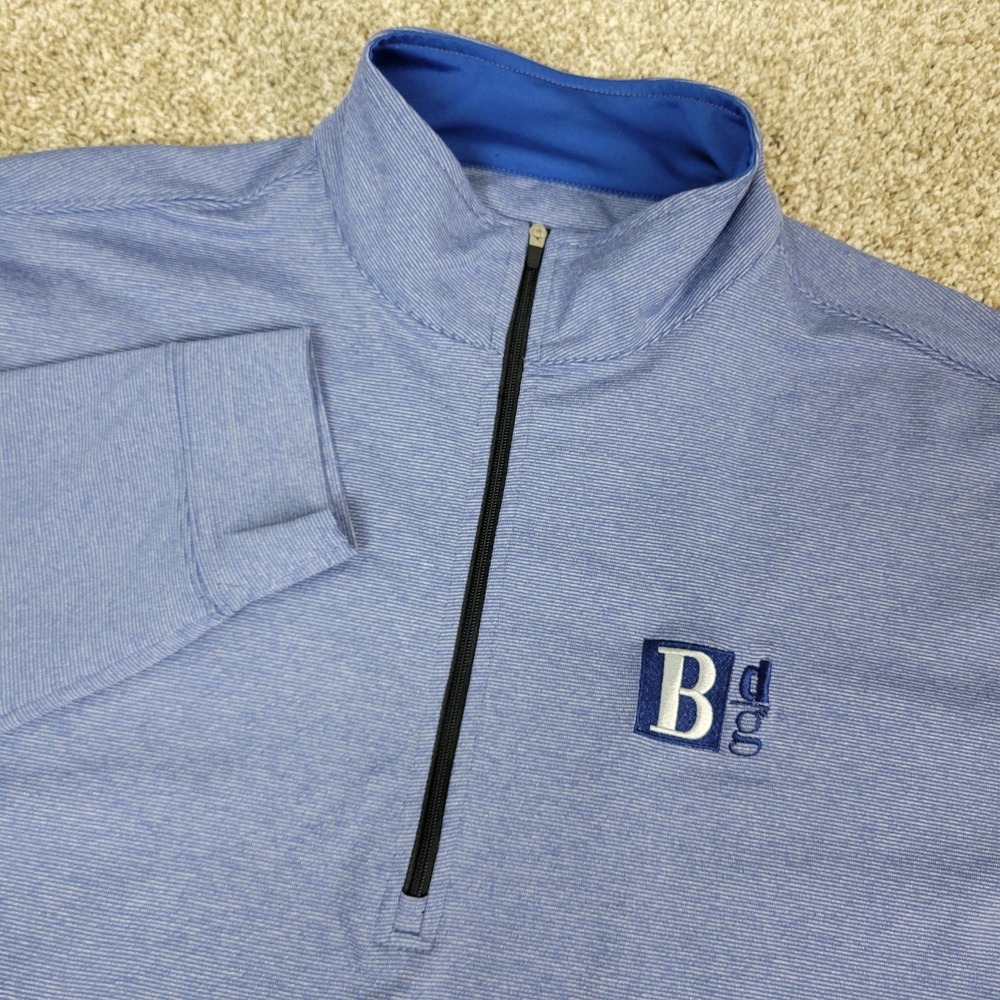 Straight Down Mens 2XL Solid Blue Performance Stretch Quarter Zip Long Sleeve